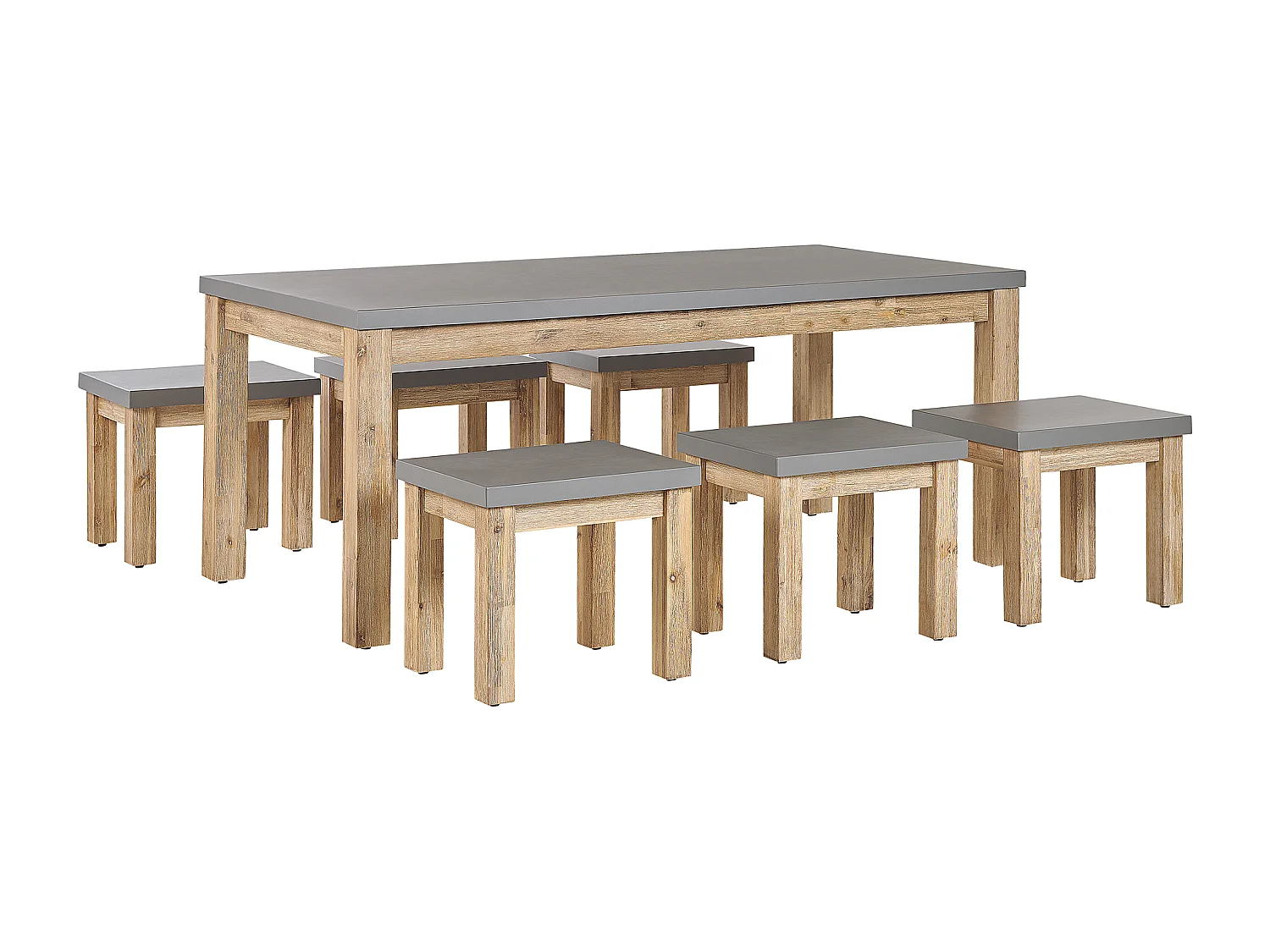 Set da pranzo da giardino con sgabelli 6 posti OSTUNI Cemento Grigio