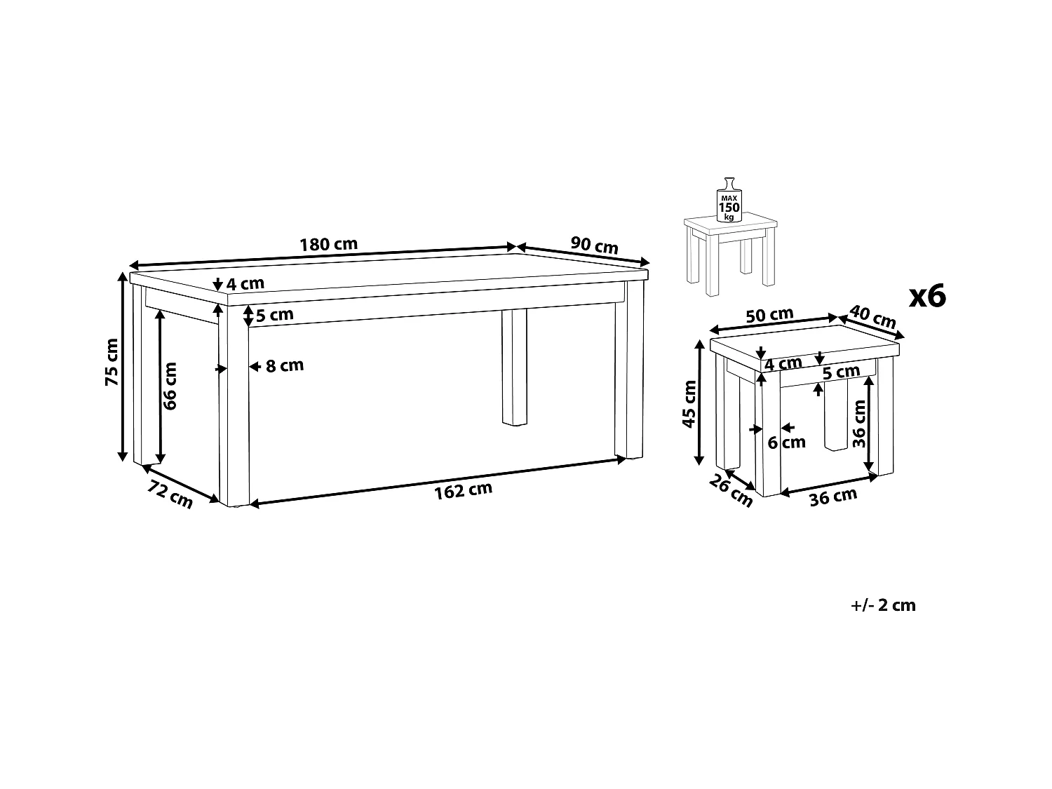 Zestaw ogrodowy ze stołkami dla 6 osób OSTUNI Beton Szary