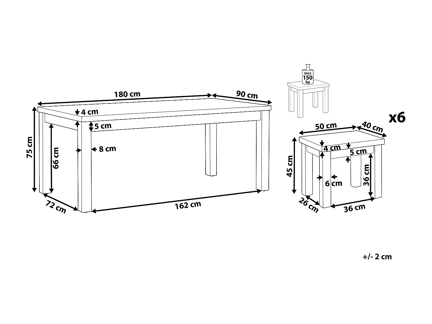 Conjunto de refeições de jardim com tamboretes 6 lugares OSTUNI Betão Cinzento