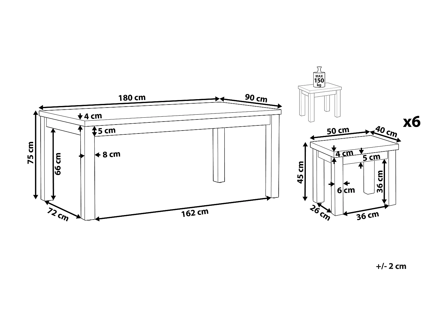 Tuinset met krukken 6-zitter OSTUNI Beton Grijs