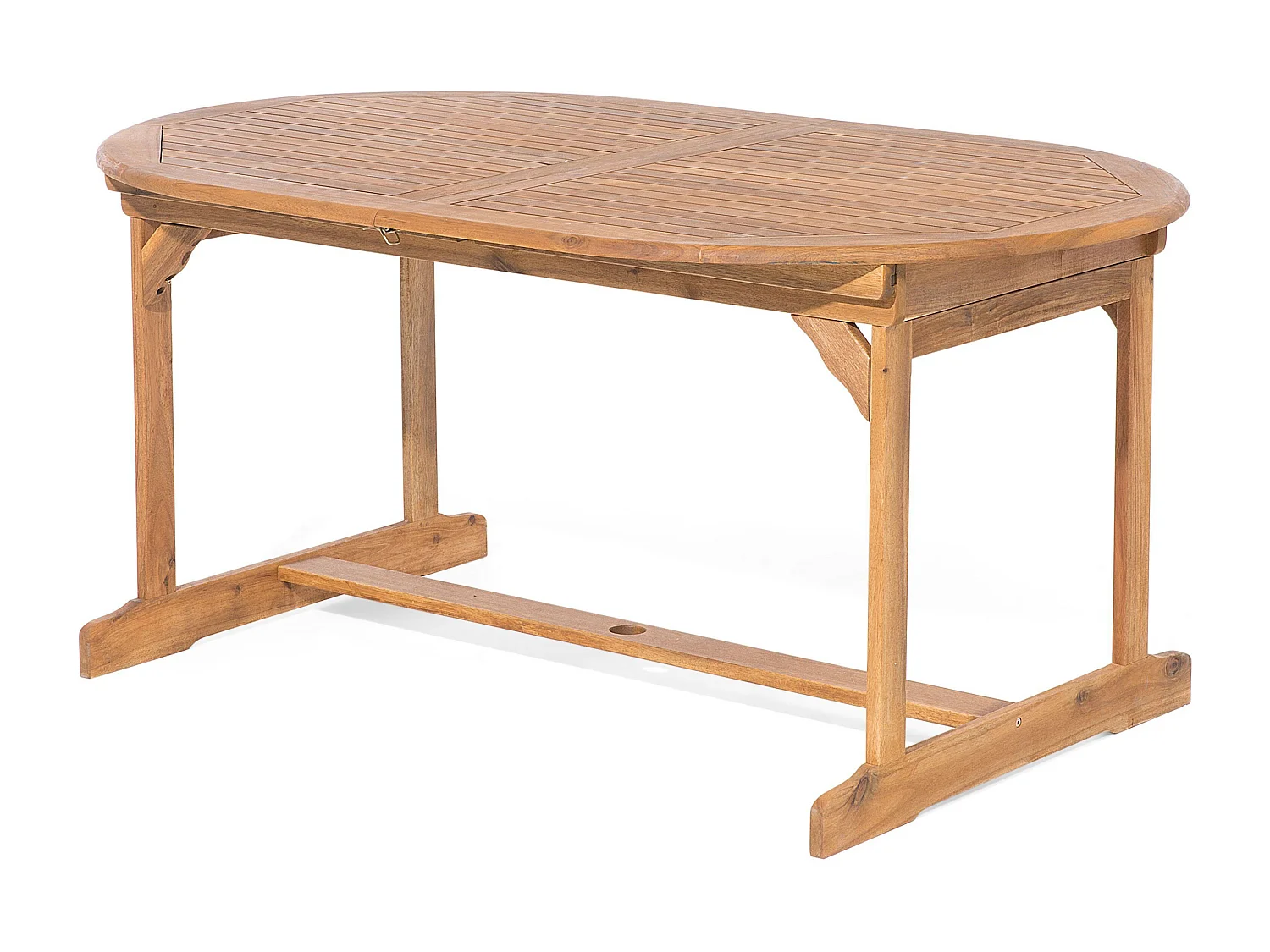 Gartenset Akazienholz hellbraun 8-Sitzer Ausziehtisch Auflagen blau Maui