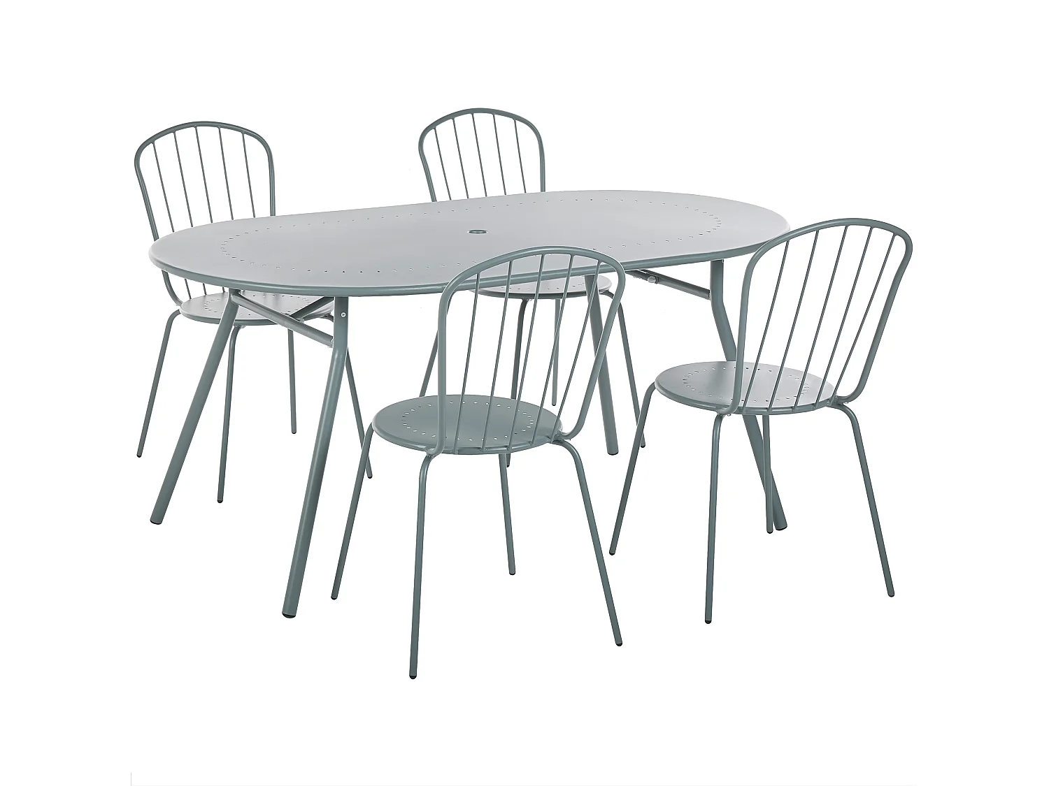 Salle à manger de jardin 4 places CALVI Métal Bleu clair