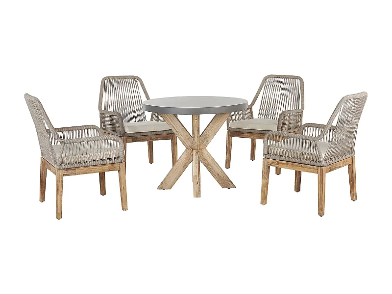Set da pranzo da giardino 4 posti OLBIA con cuscini Cemento Beige