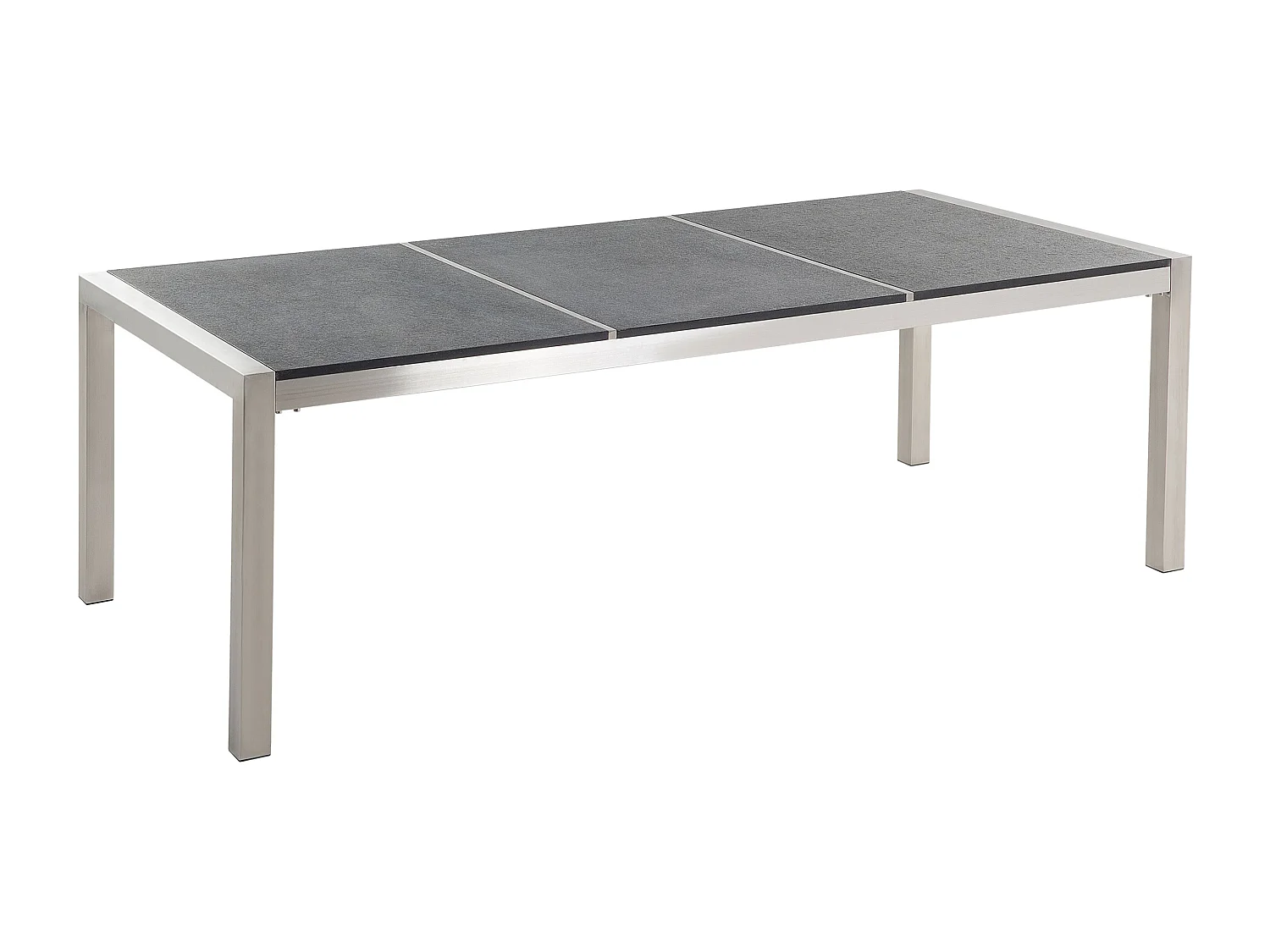 Gartenmöbel Tisch aus Steingemisch 8 Stühle grau / schwarz 220 cm Grosseto