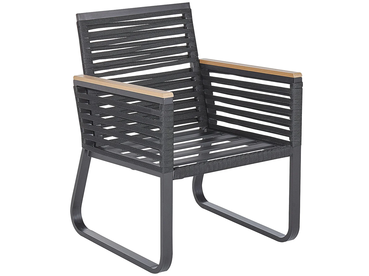 Salle à manger de jardin 4 places CANETTO avec coussins Métal Noir