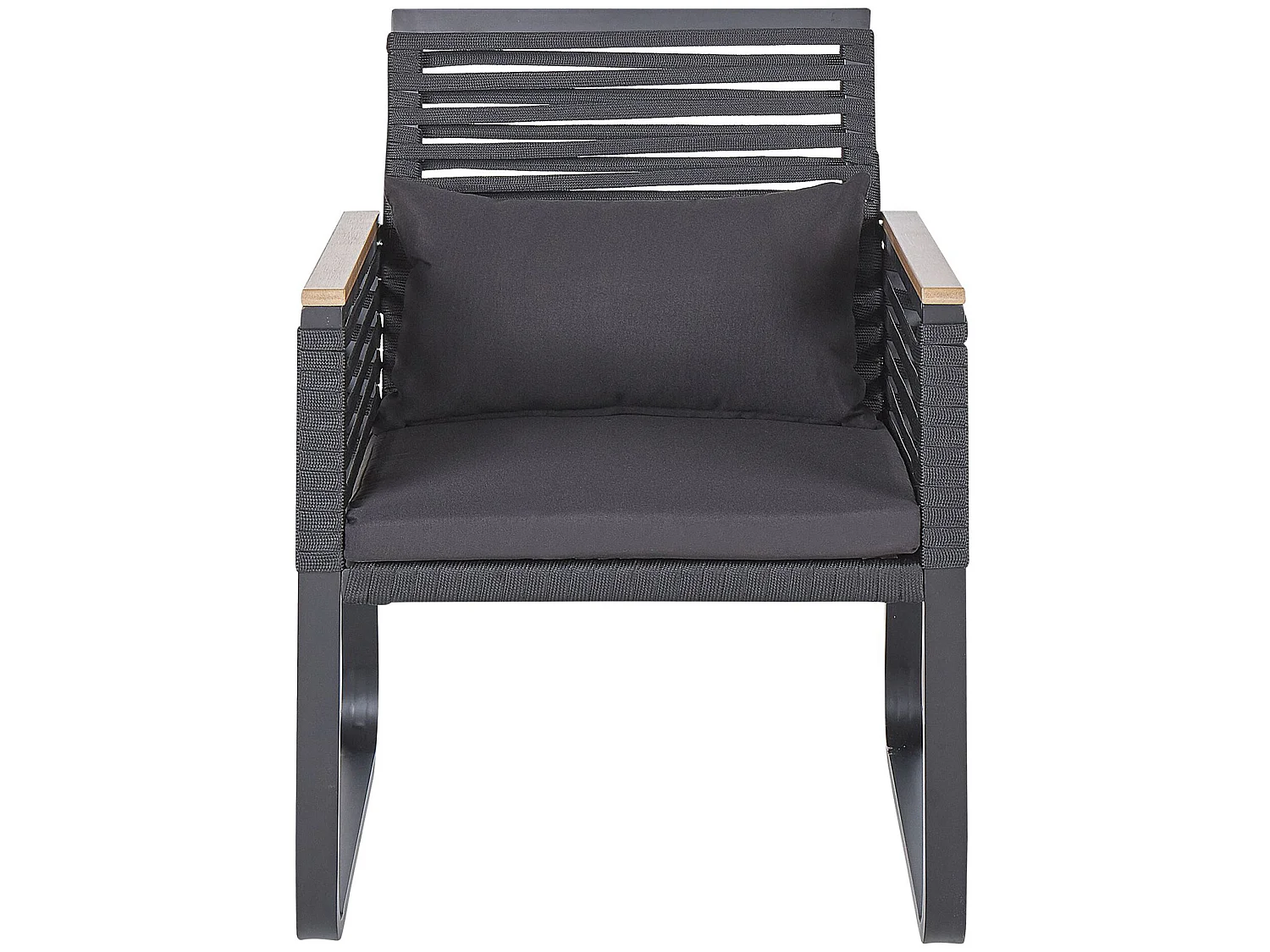 Salle à manger de jardin 4 places CANETTO avec coussins Métal Noir