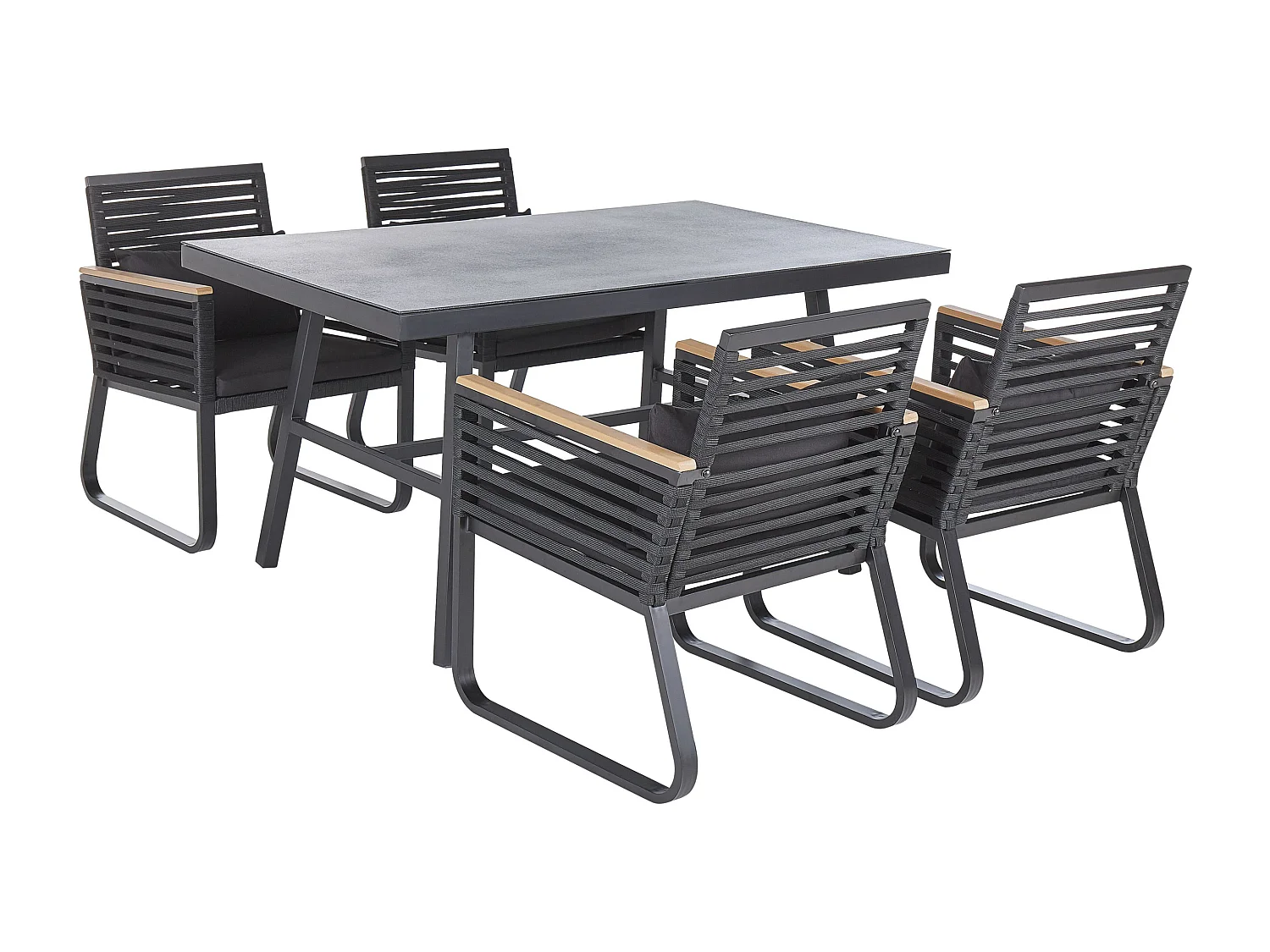 Tuinset 4-zitter CANETTO met kussens Metaal Zwart