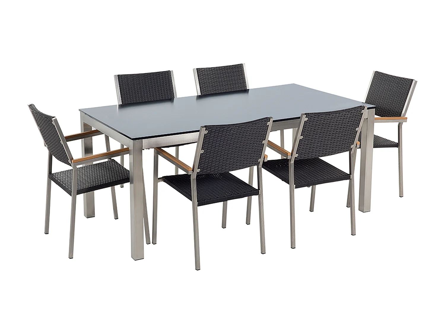 Gartenmöbel Set 6-Sitzer GROSSETO Sicherheitsglas Schwarz
