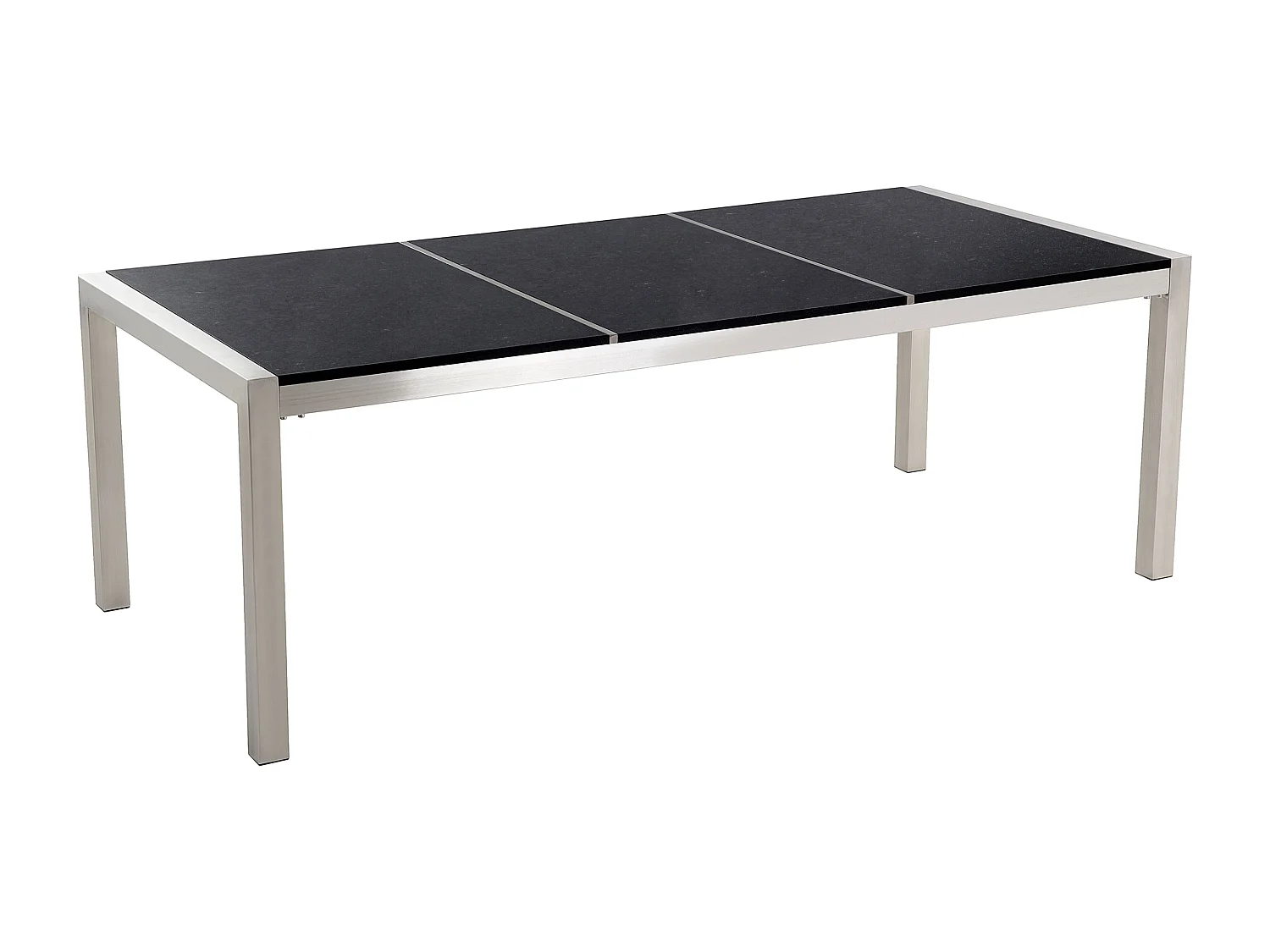 Set da pranzo da giardino 8 posti GROSSETO Piastra tripla Granito Lucido Nero/ Bianco