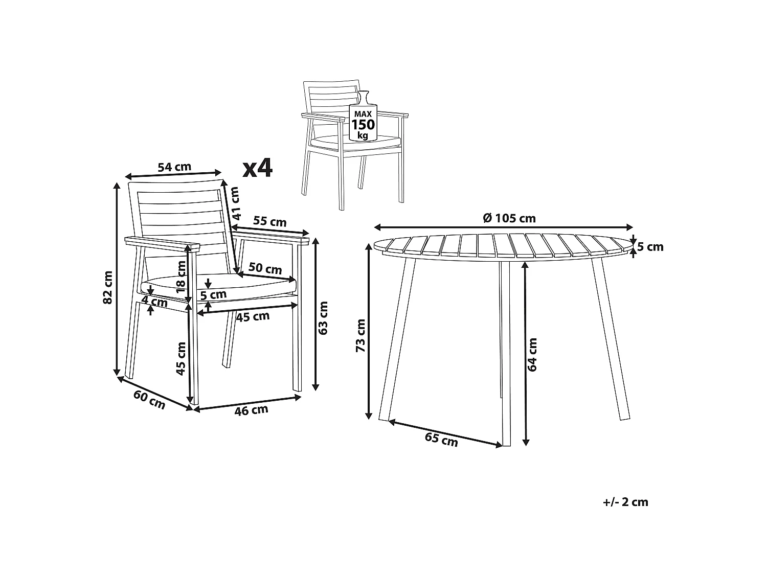 Gartenmöbel Set 4-Sitzer CAVOLI inkl. Kissen Metall Beige