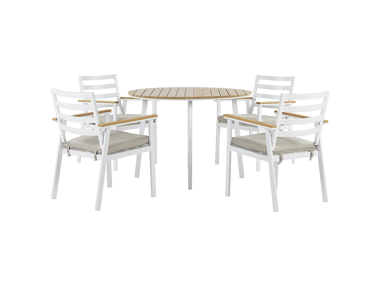 Salle à manger de jardin 4 places CAVOLI avec coussins Métal Beige