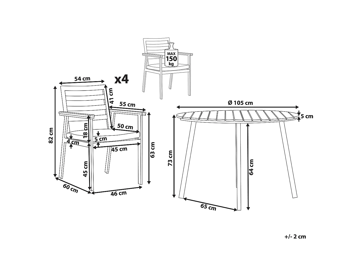 Zestaw ogrodowy dla 4 osób CAVOLI z poduszkami Metal Beżowy
