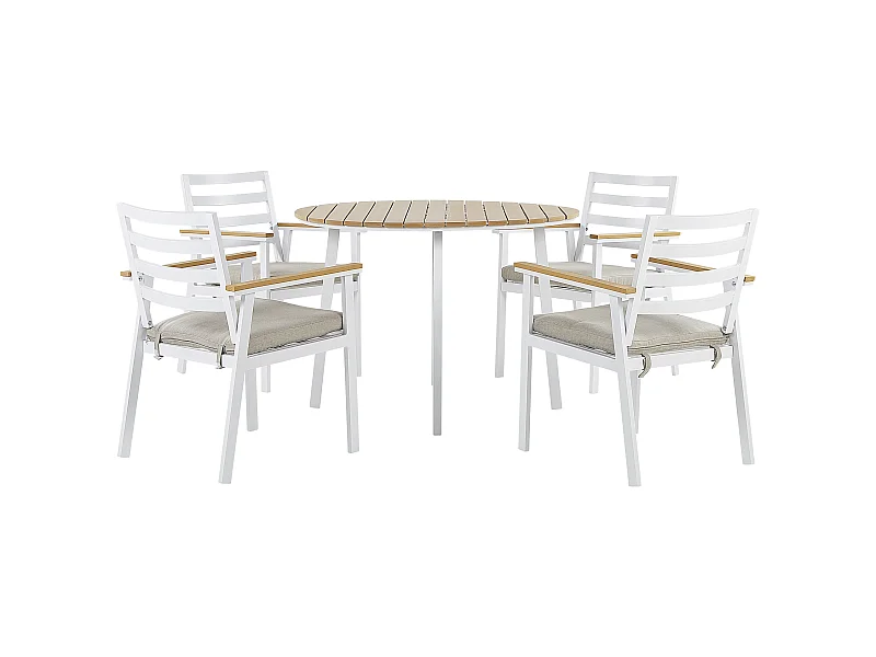 Salle à manger de jardin 4 places CAVOLI avec coussins Métal Beige