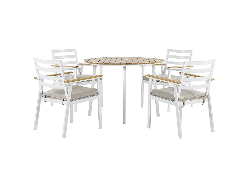 Salle à manger de jardin 4 places CAVOLI avec coussins Métal Beige