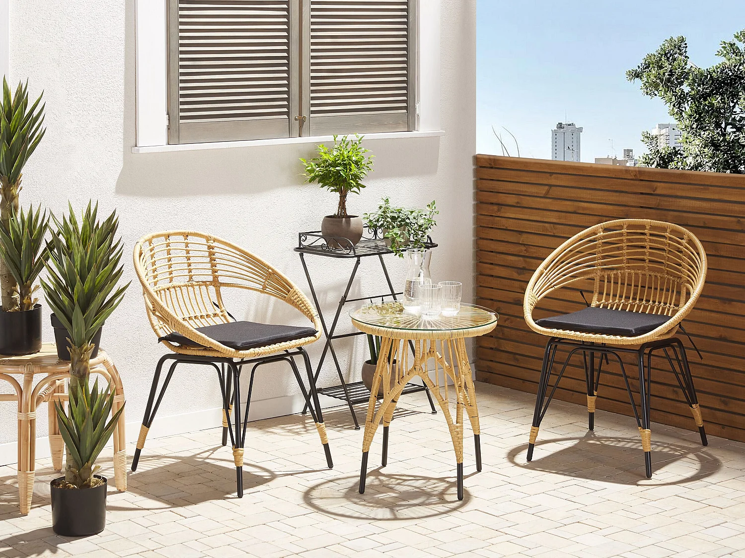 Ensemble pour bistro avec coussins PELLARO Noir
