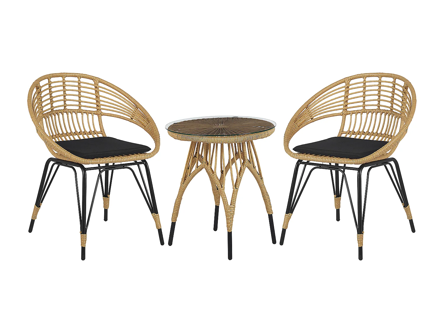 Ensemble pour bistro avec coussins PELLARO Noir