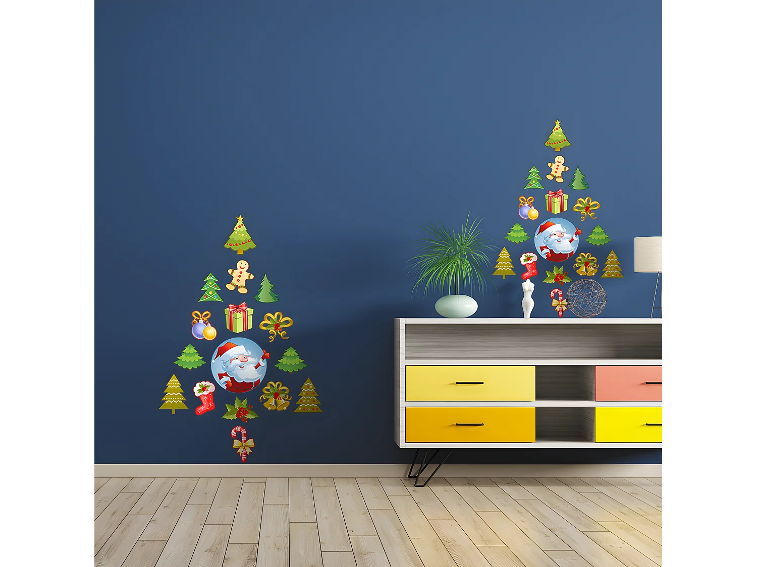 Sticker Noël les éléments de Noël - Autocollants stickers adhésifs noël - décoration fêtes - 120x180cm