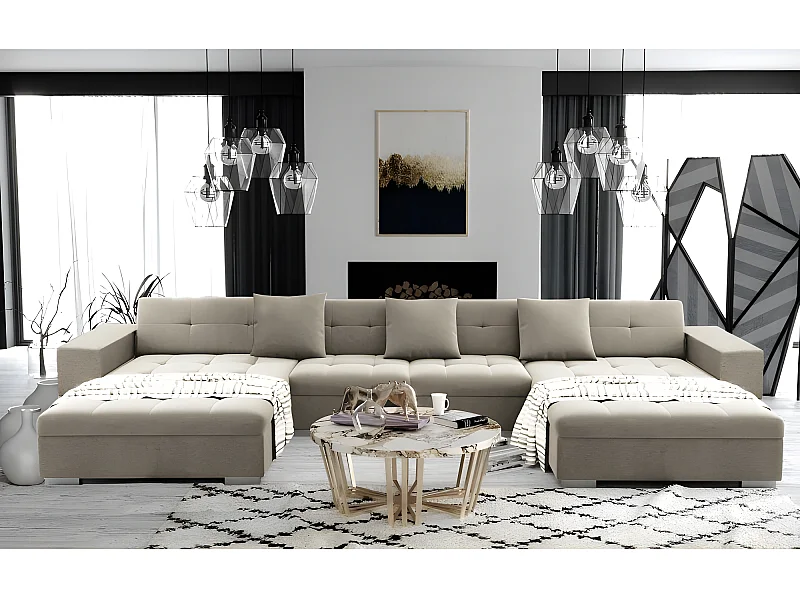 Canapé panoramique ANIXE convertible beige