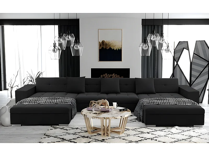 Canapé panoramique ANIXE convertible noir