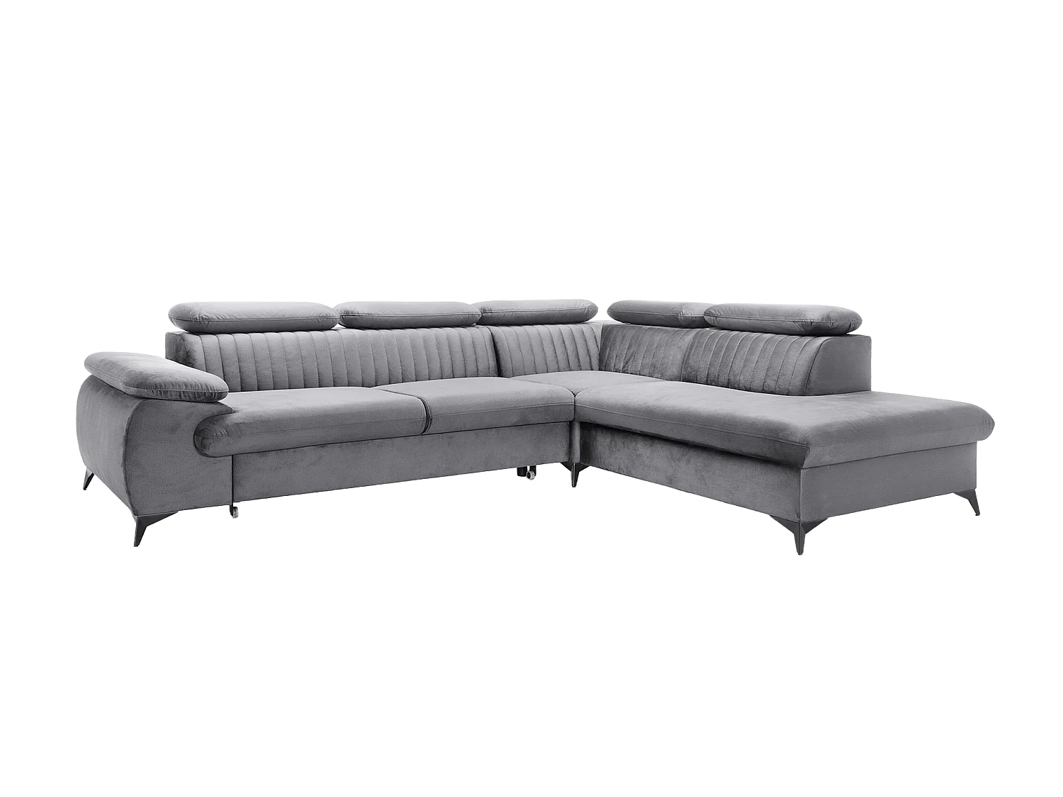 Canapé grand angle droit convertible en velours gris clair SAMARA de Pascal Morabito