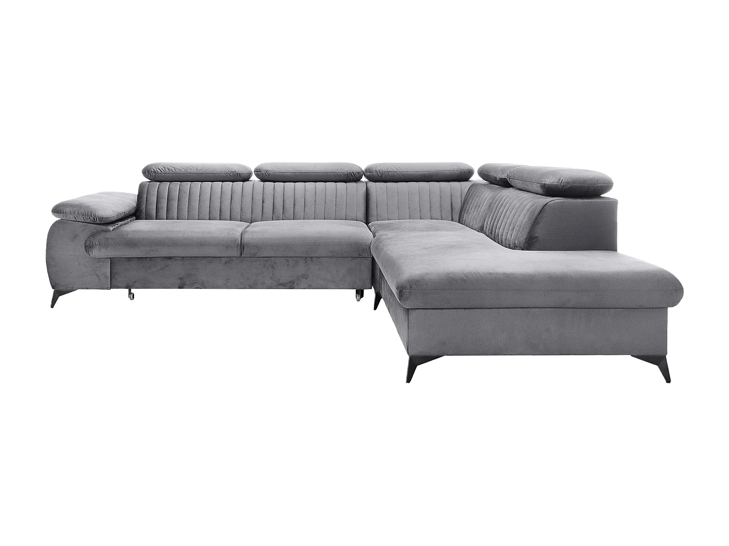 Canapé grand angle droit convertible en velours gris clair SAMARA de Pascal Morabito