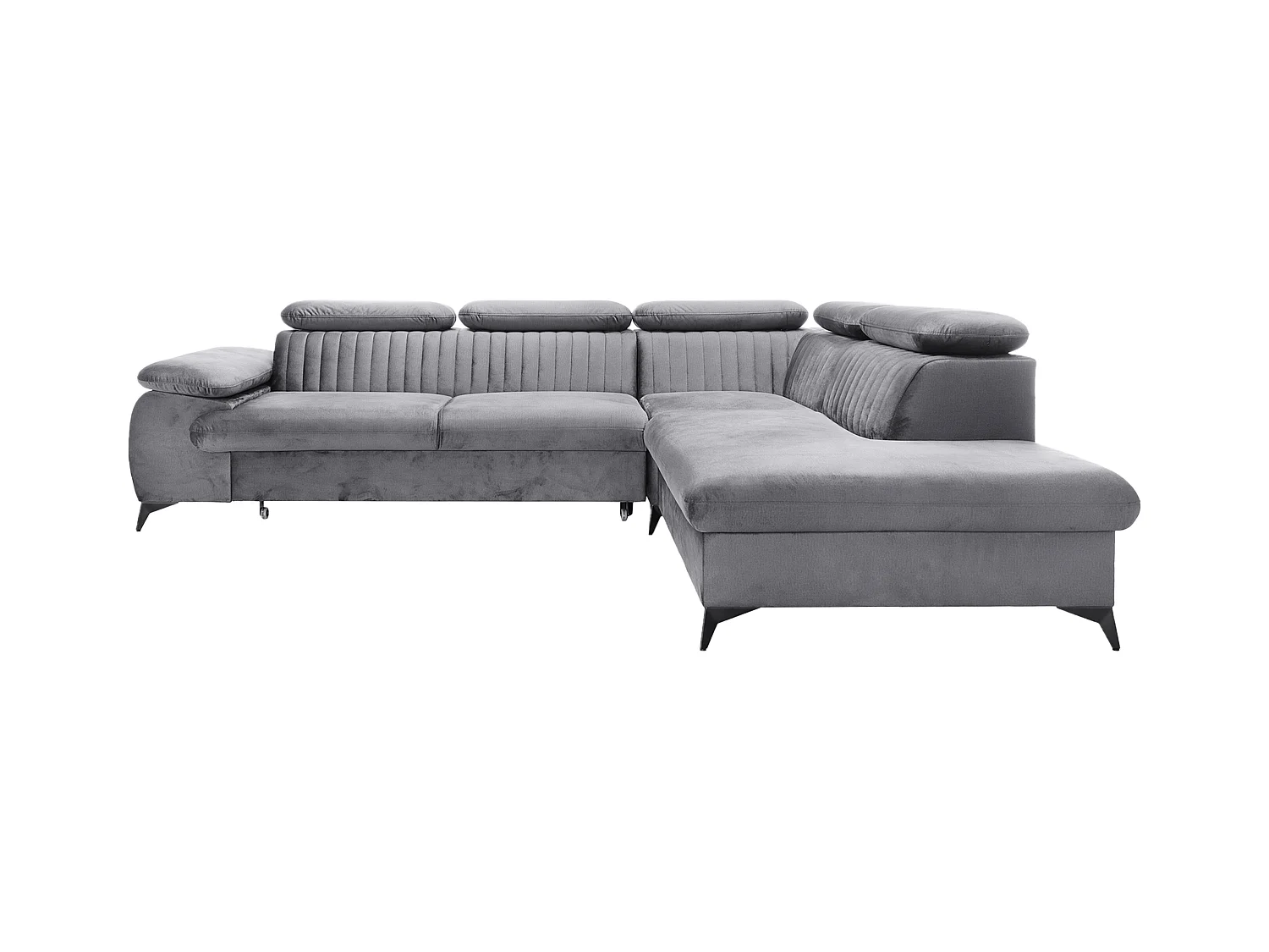 Sofá cama rinconera derecha de terciopelo gris claro SAMARA de Pascal Morabito