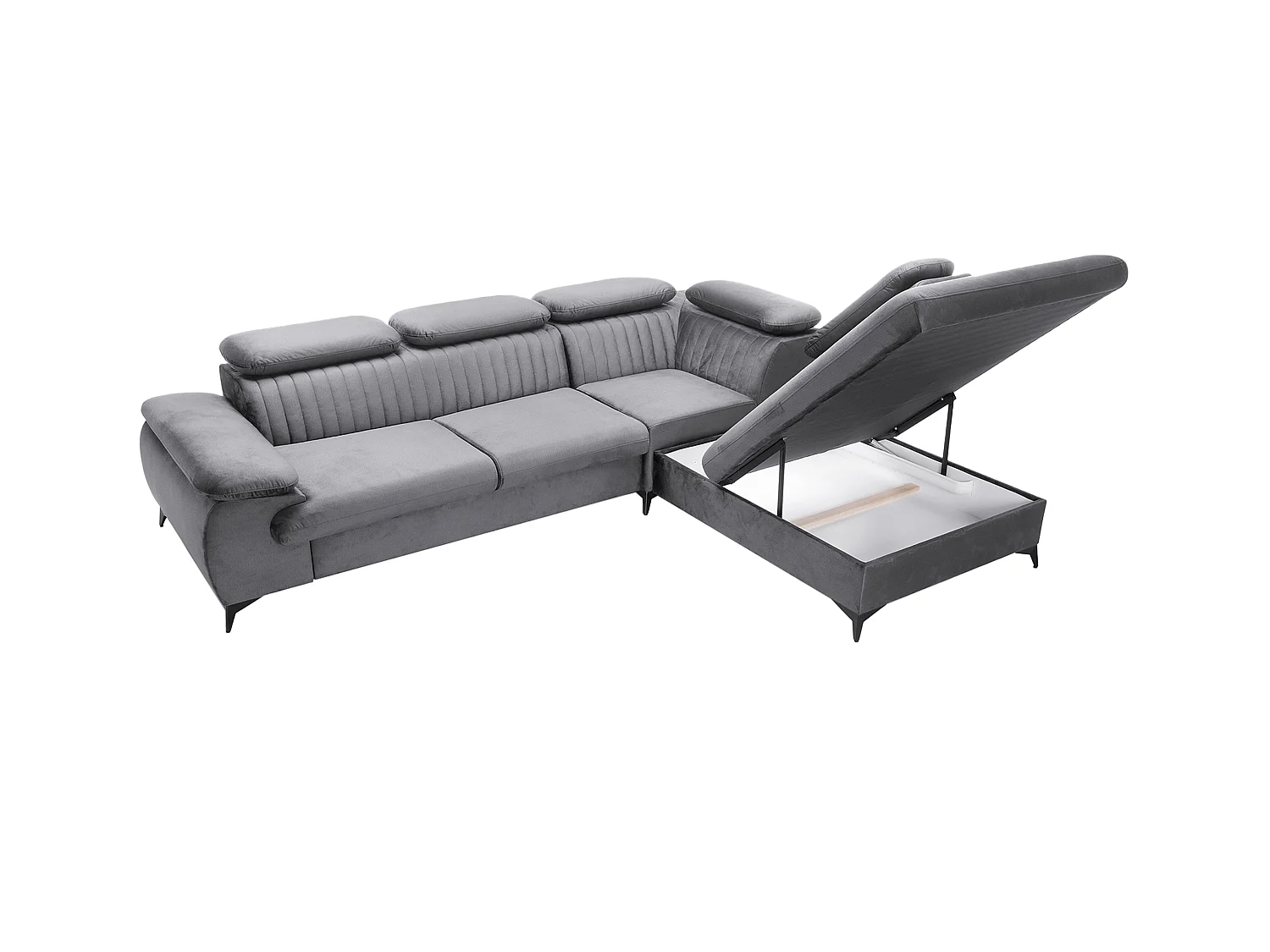 Sofá cama rinconera derecha de terciopelo gris claro SAMARA de Pascal Morabito