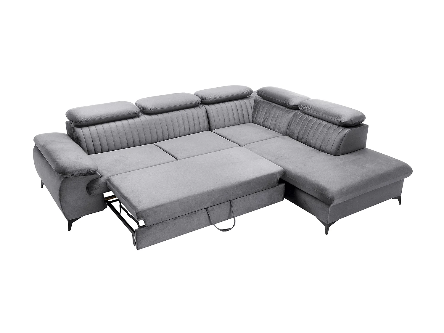 Divano letto grande in Velluto Grigio - Angolo a destra - SAMARA di PASCAL MORABITO