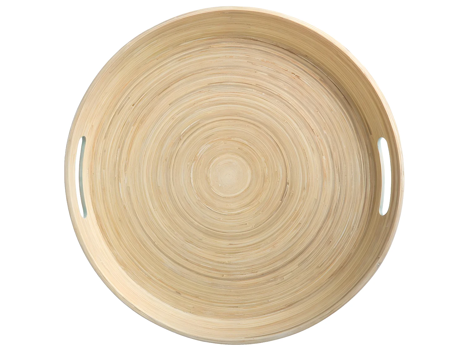 Plateau en Bambou Laqué Rond "Bicolore" 42cm Blanc