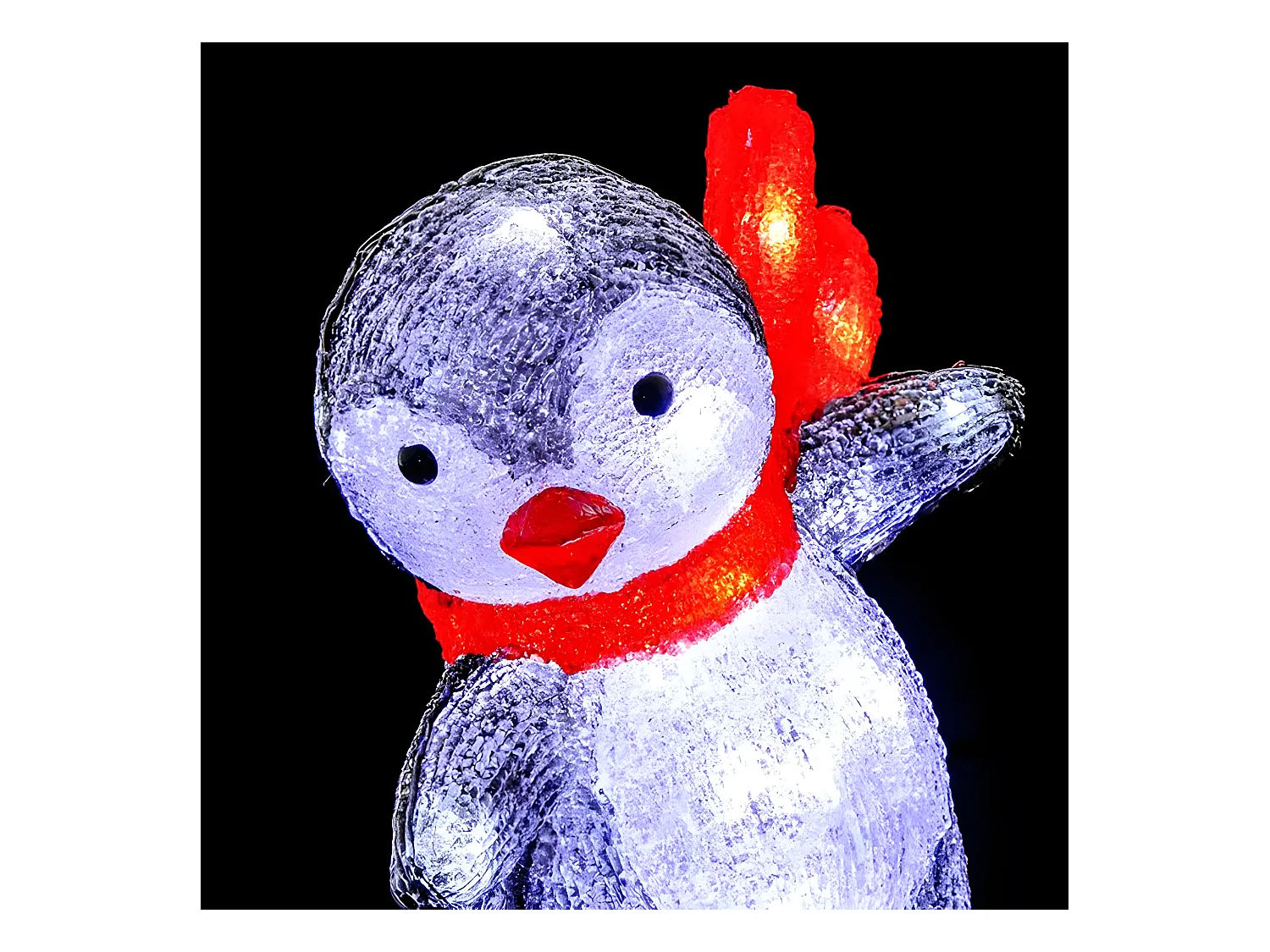 Déco lumineuse Pingouin sur Skateboard 40 LED Blanc froid H 30.3 cm