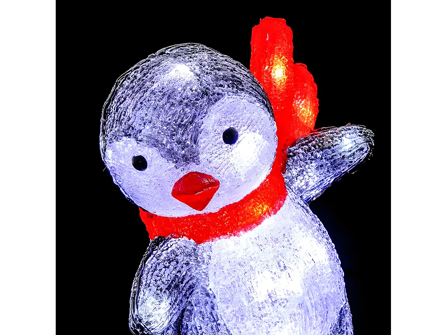 Déco lumineuse Pingouin sur Skateboard 40 LED Blanc froid H 30.3 cm