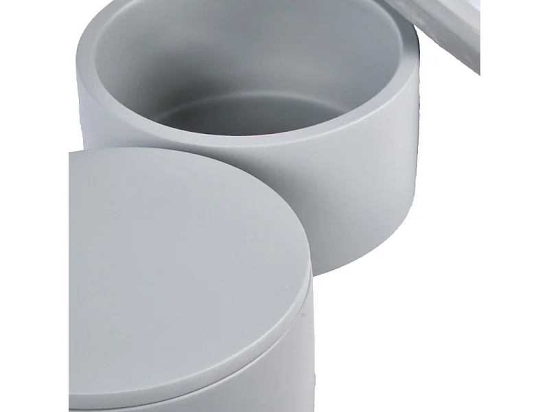 Lot de 2 boites à coton rondes D.12 cm en ciment gris - CLOUD 3140