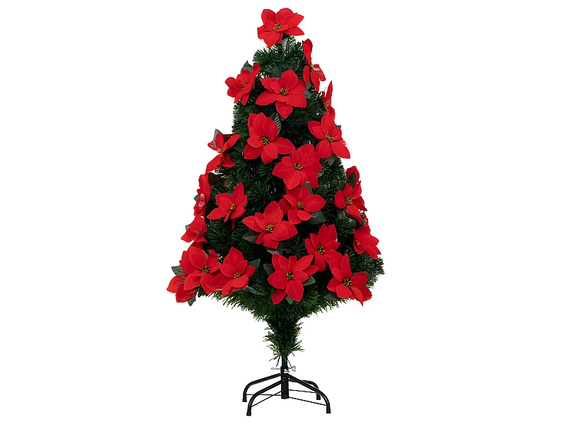 Sapin de Noël artificiel lumineux avec Fleurs de Poinsettias H 120 cm