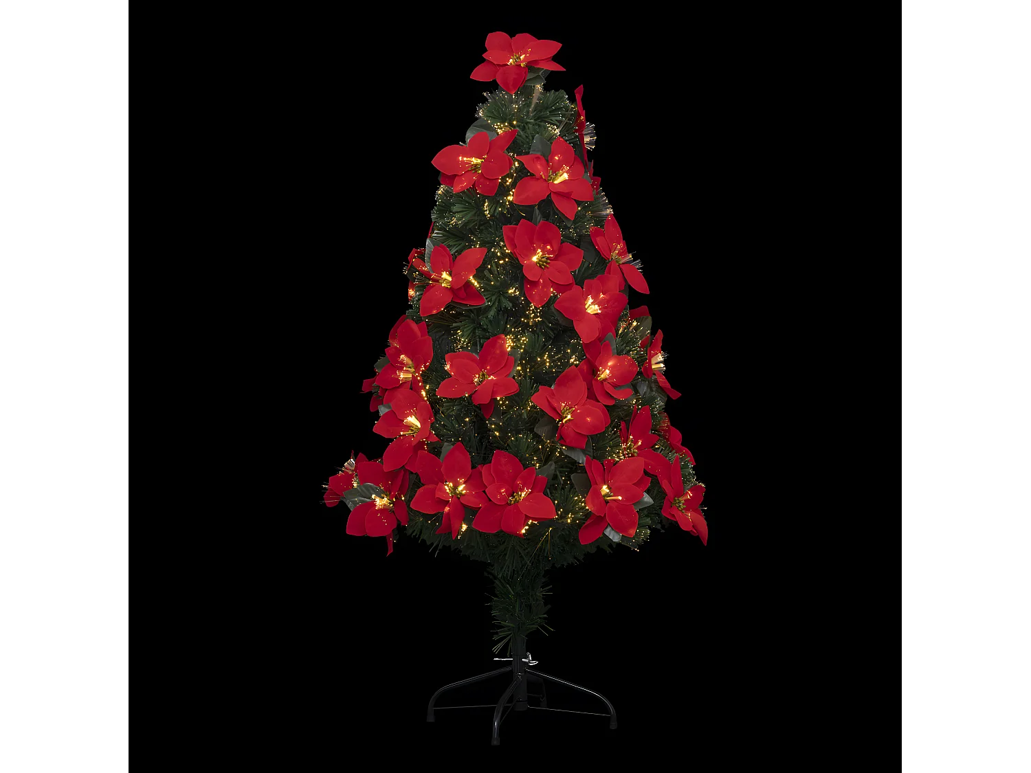 Sapin de Noël artificiel lumineux avec Fleurs de Poinsettias H 120 cm
