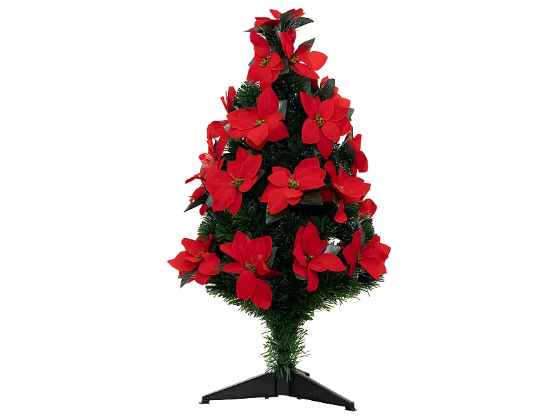Sapin de Noël artificiel lumineux avec Fleurs de Poinsettias H 90 cm
