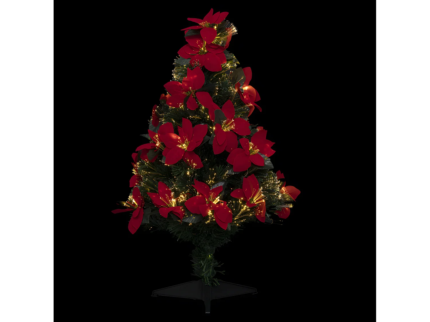 Sapin de Noël artificiel lumineux avec Fleurs de Poinsettias H 90 cm