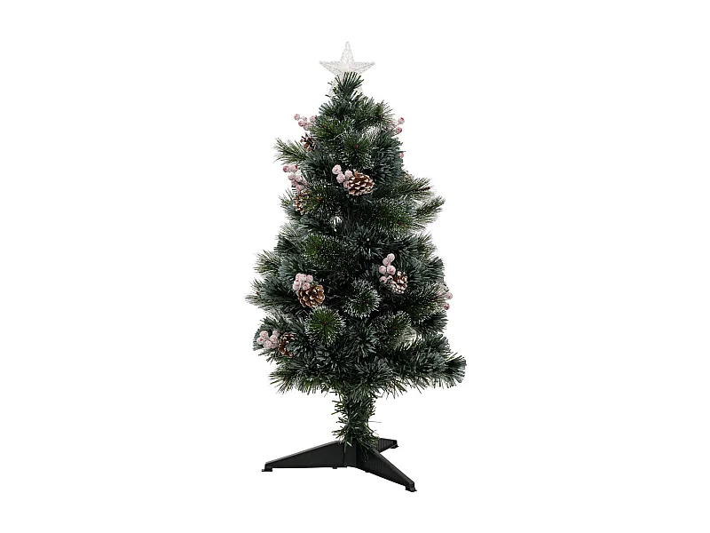 Sapin de Noël artificiel lumineux avec Pommes de Pin et Baies rouges H 90 cm