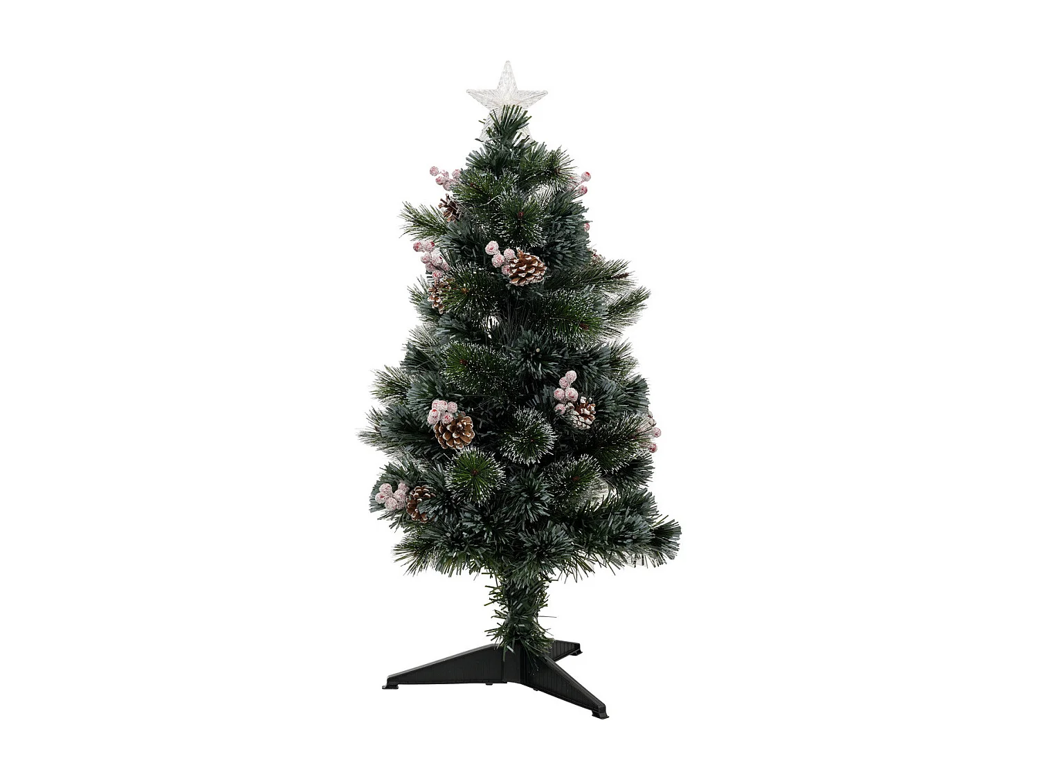 Sapin de Noël artificiel lumineux avec Pommes de Pin et Baies rouges H 90 cm