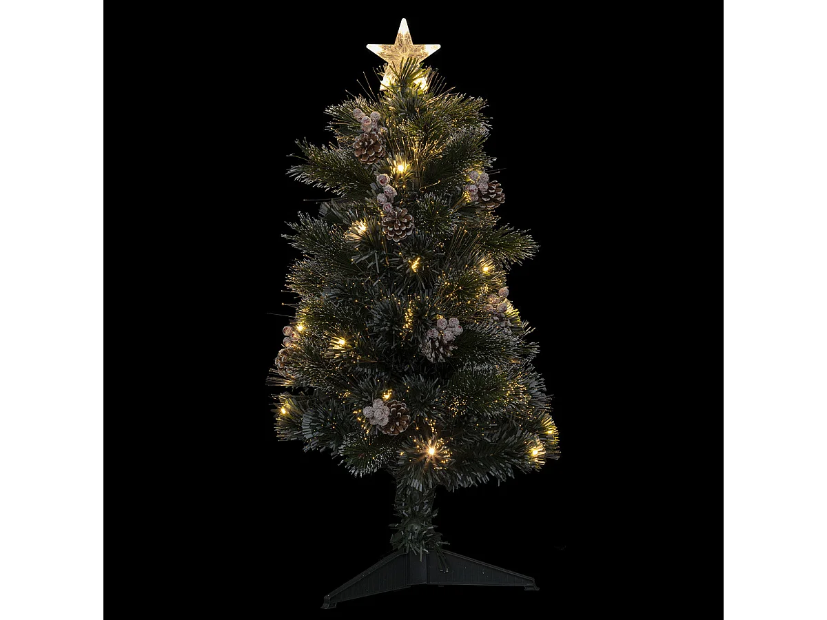 Sapin de Noël artificiel lumineux avec Pommes de Pin et Baies rouges H 90 cm