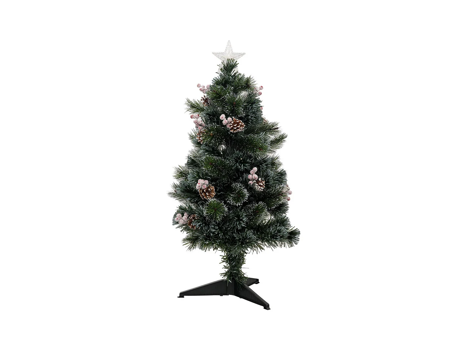 Sapin de Noël artificiel lumineux avec Pommes de Pin et Baies rouges H 90 cm