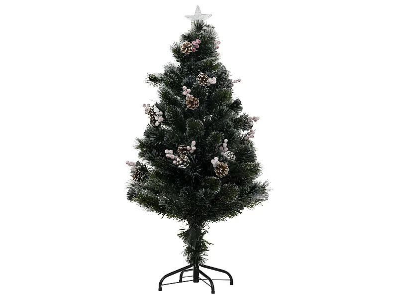 Sapin de Noël artificiel lumineux avec Pommes de Pin et Baies rouges H 120 cm