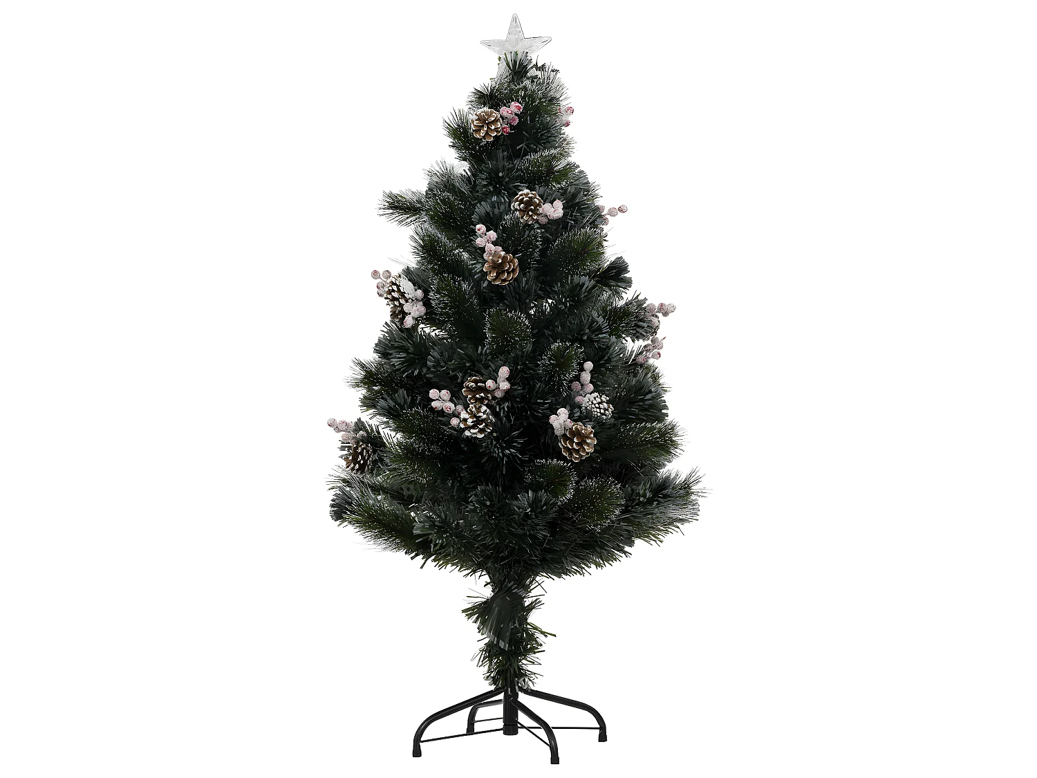 Sapin de Noël artificiel lumineux avec Pommes de Pin et Baies rouges H 120 cm