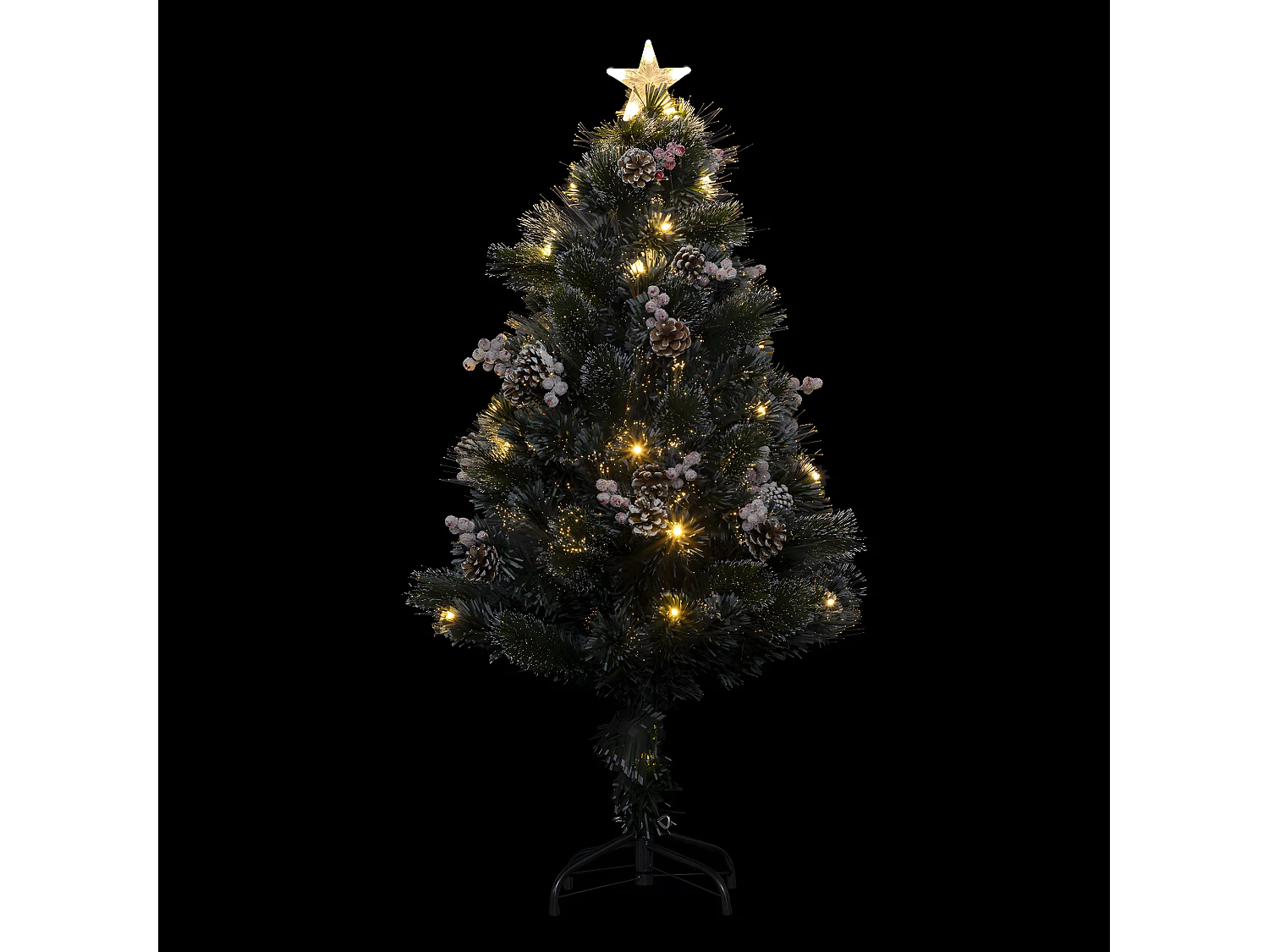 Sapin de Noël artificiel lumineux avec Pommes de Pin et Baies rouges H 120 cm