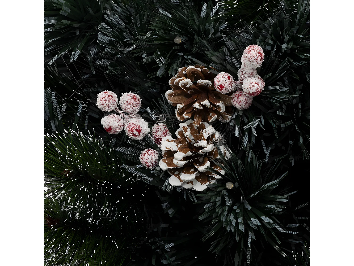 Sapin de Noël artificiel lumineux avec Pommes de Pin et Baies rouges H 120 cm