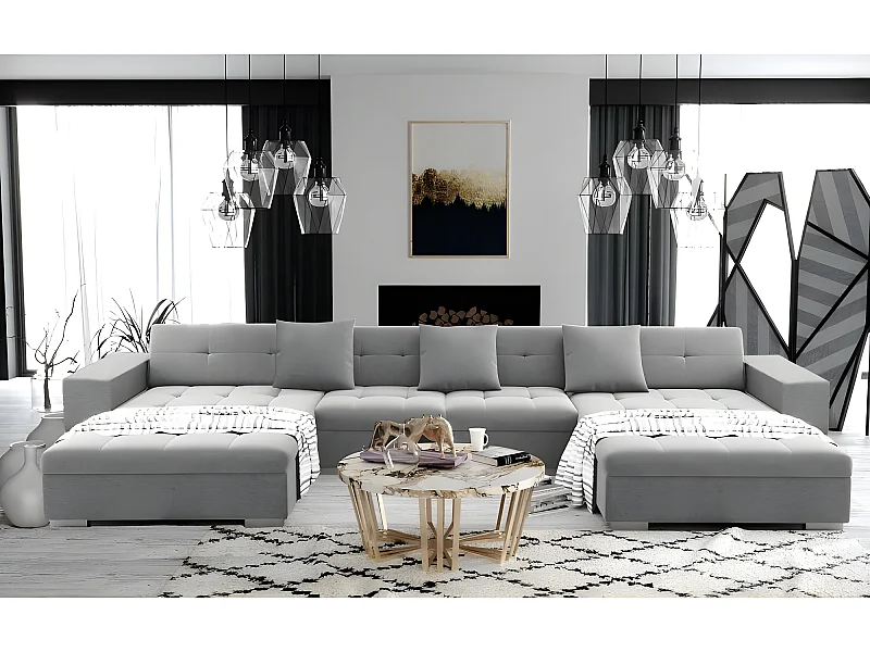 Canapé panoramique ANIXE gris clair