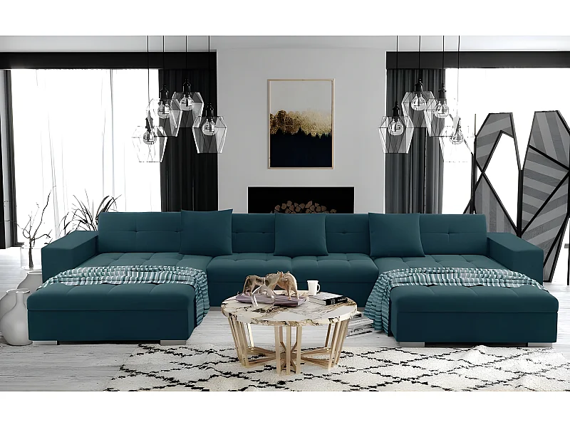 Canapé panoramique ANIXE bleu turquoise