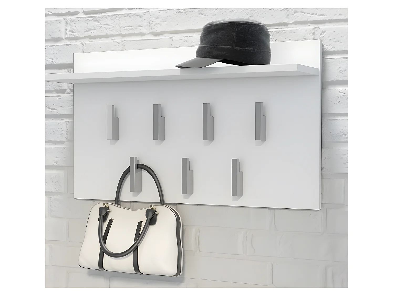 CARMEN - Pratico appendiabiti con ripiano - 7 ganci - Design moderno - Dimensioni: 40x70x20