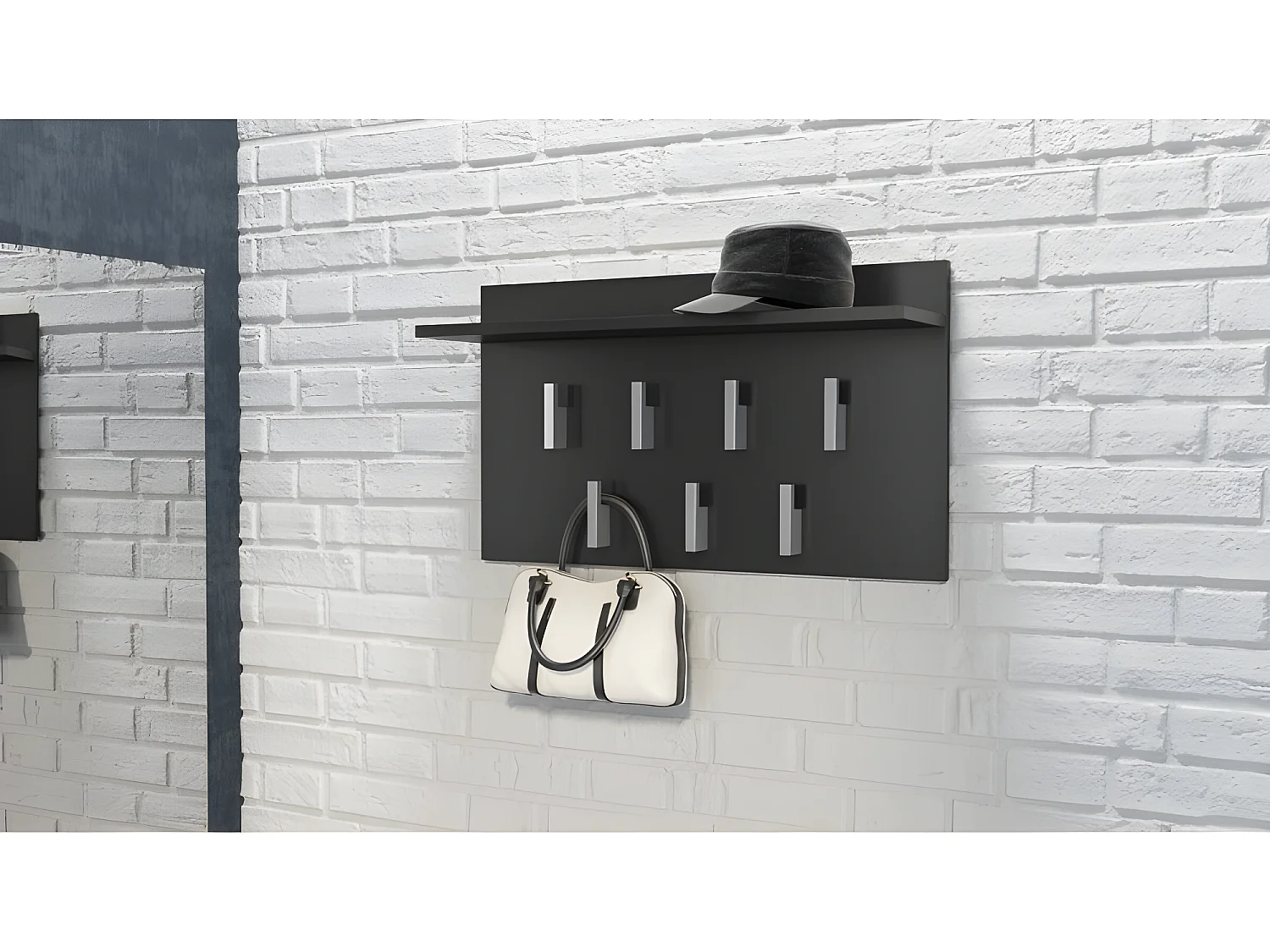 CARMEN | Porte-manteau pratique avec tablette | Dimensions : 40x70x20 | 7 crochets | Tablette pratique | Design moderne |