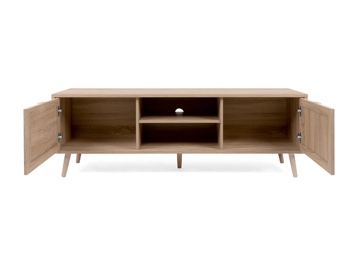 Mueble de TV de madera con armarios de efecto caña TIVAT