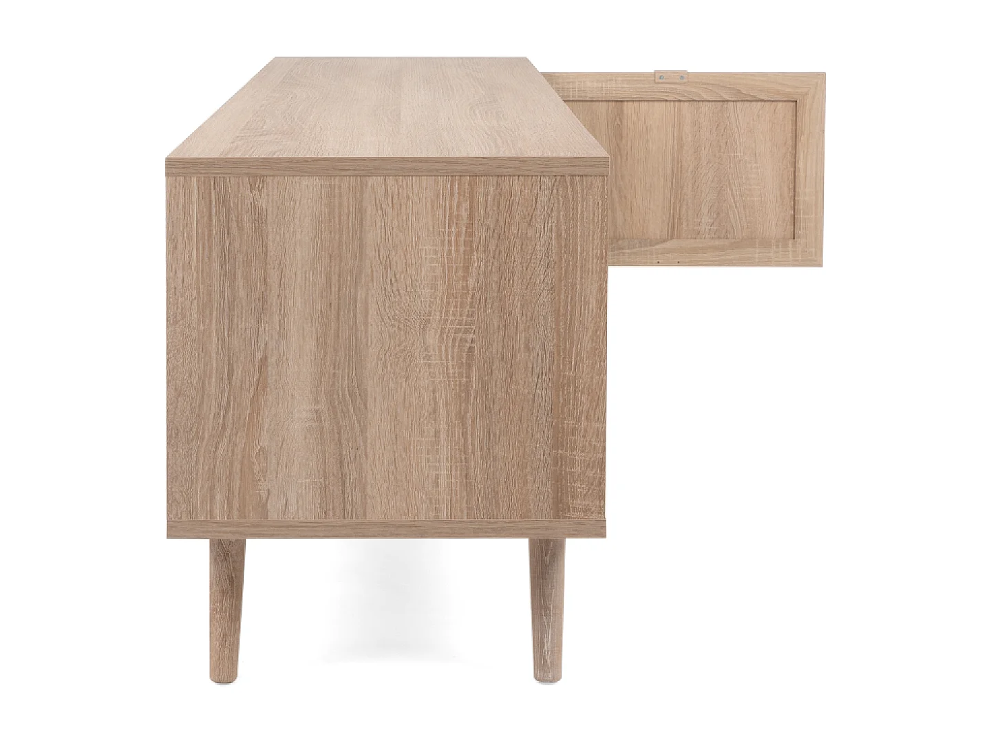 Meuble TV en bois avec placards effeffet cannage TIVAT